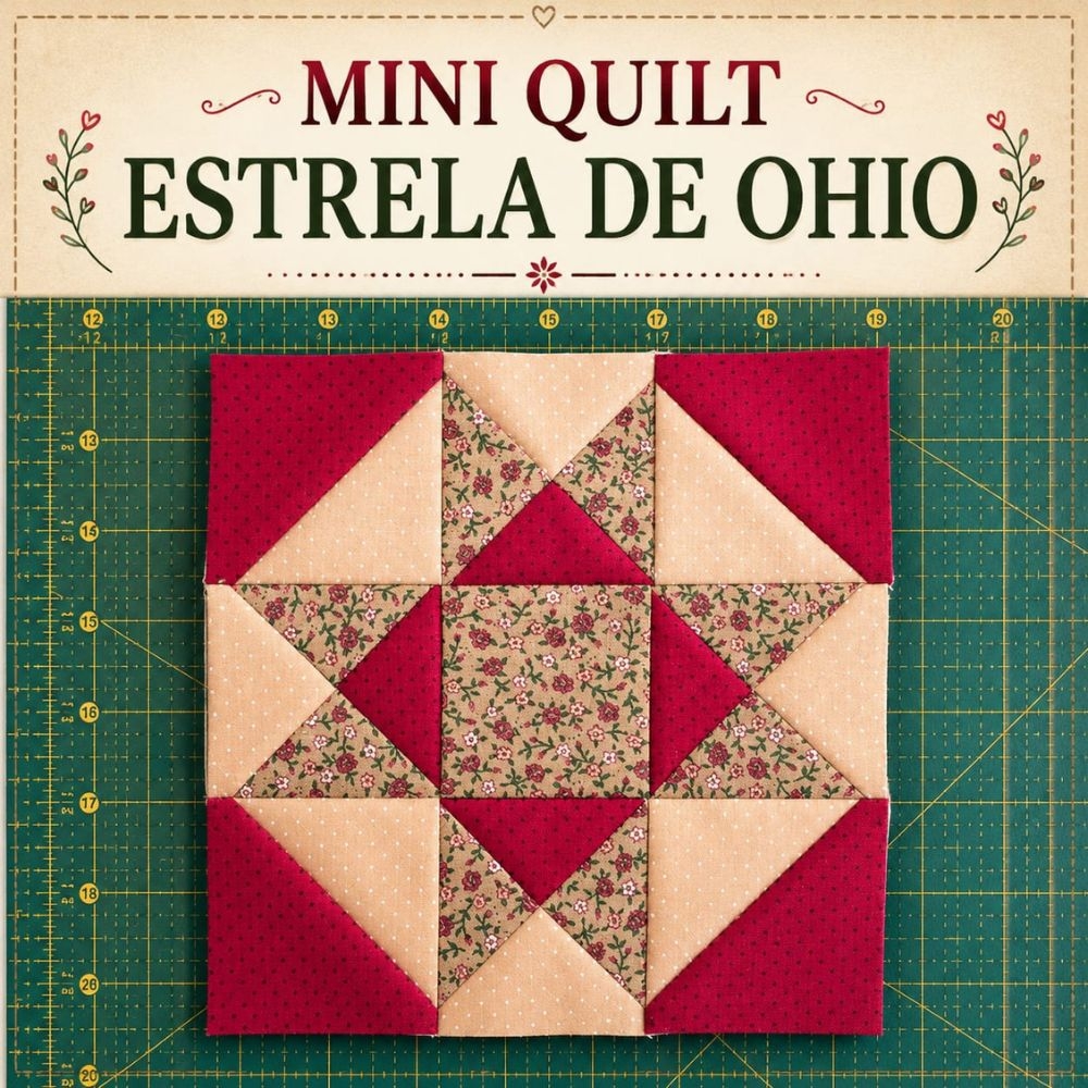 Kit de Tecidos para Mini Quilt Estrela de Ohio 15X15cm