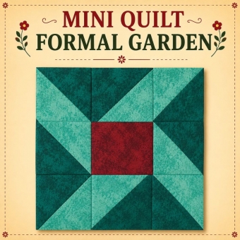 Mini Quilt em PDF do Bloco Formal Garden 15X15cm com Papel Base