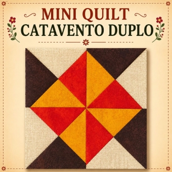 Kit de Tecidos para Mini Quilt Catavento Duplo 15X15cm