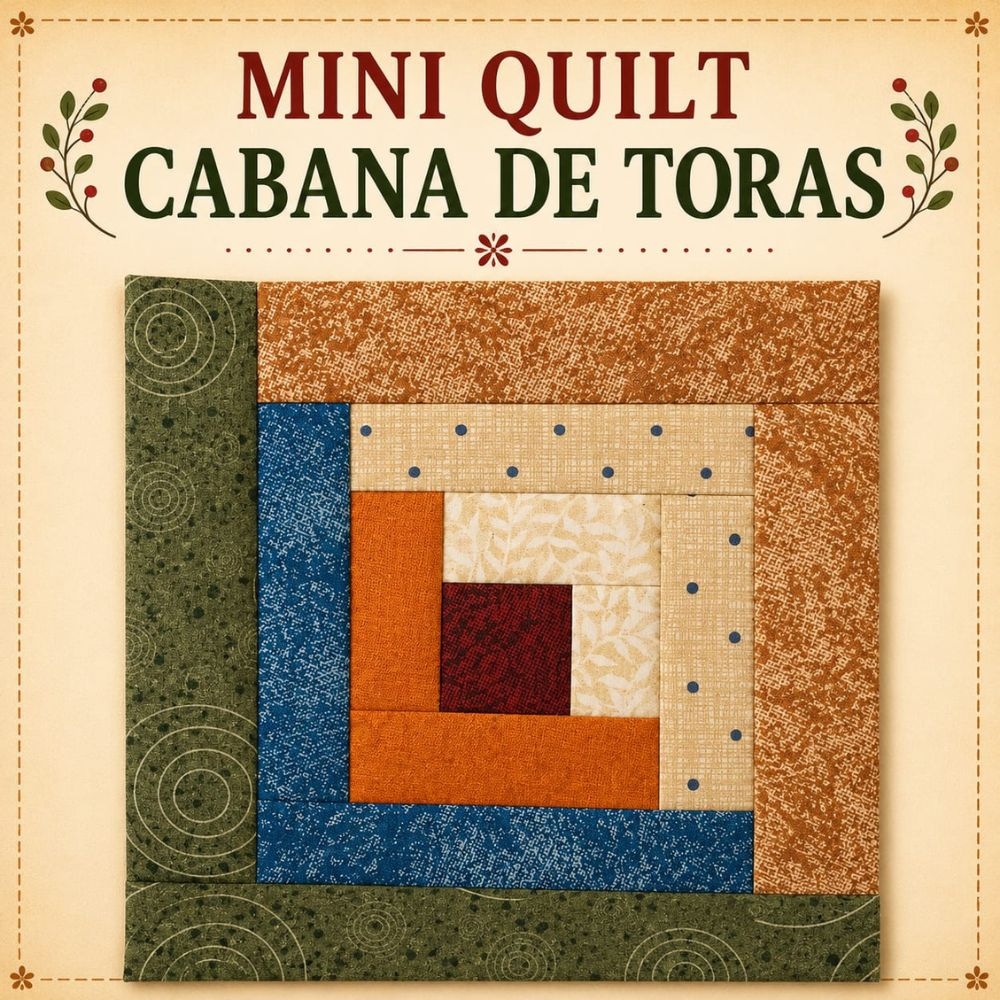 Kit de Tecidos para Mini Quilt Log Cabin 15X15cm