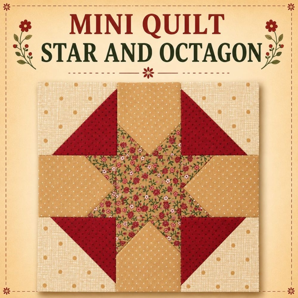 Kit de Tecidos para Mini Quilt Star and Octagon 15X15cm