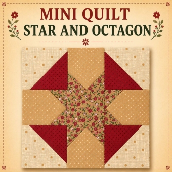 Kit de Tecidos para Mini Quilt Star and Octagon 15X15cm