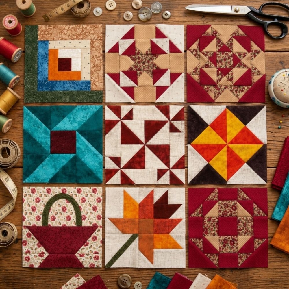 Combo com 10 Mini Quilts em PDF 15X15cm com Papel Base