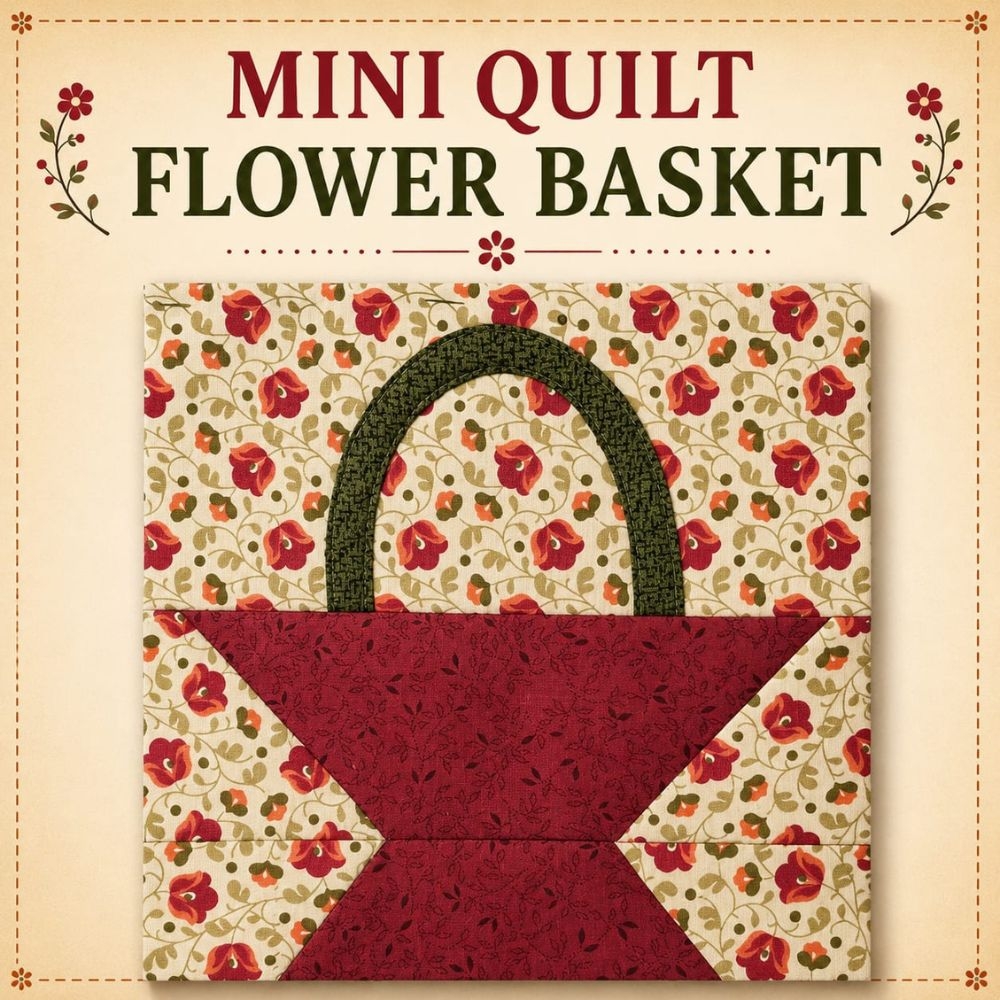 Kit de Tecidos para Mini Quilt Flower Basket 15X15cm