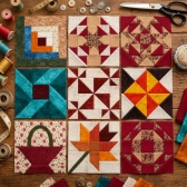 Mini Quilt em PDF do Bloco Little House 15X15cm com Papel Base