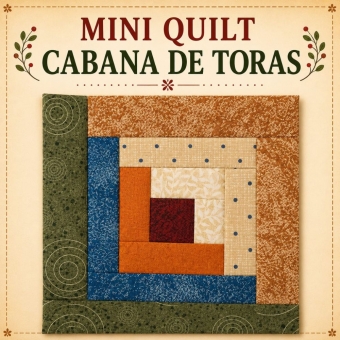 Mini Quilt em PDF do Bloco Log Cabin – com Medidas + Matriz Papel Base